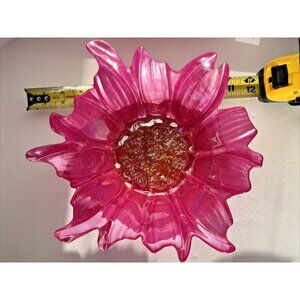 8" by 12" Vintage Ackam Turkish Glass Blossom, Iridescent Fuchsia